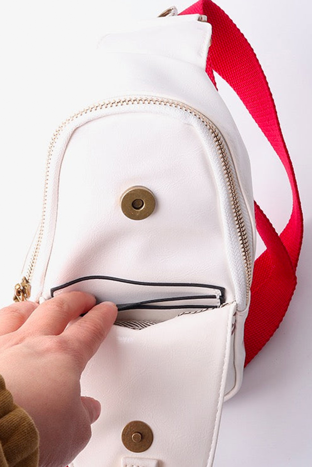 Racing Red Balls Pattern PU Leather Zipped Sling Bag - loveforevers