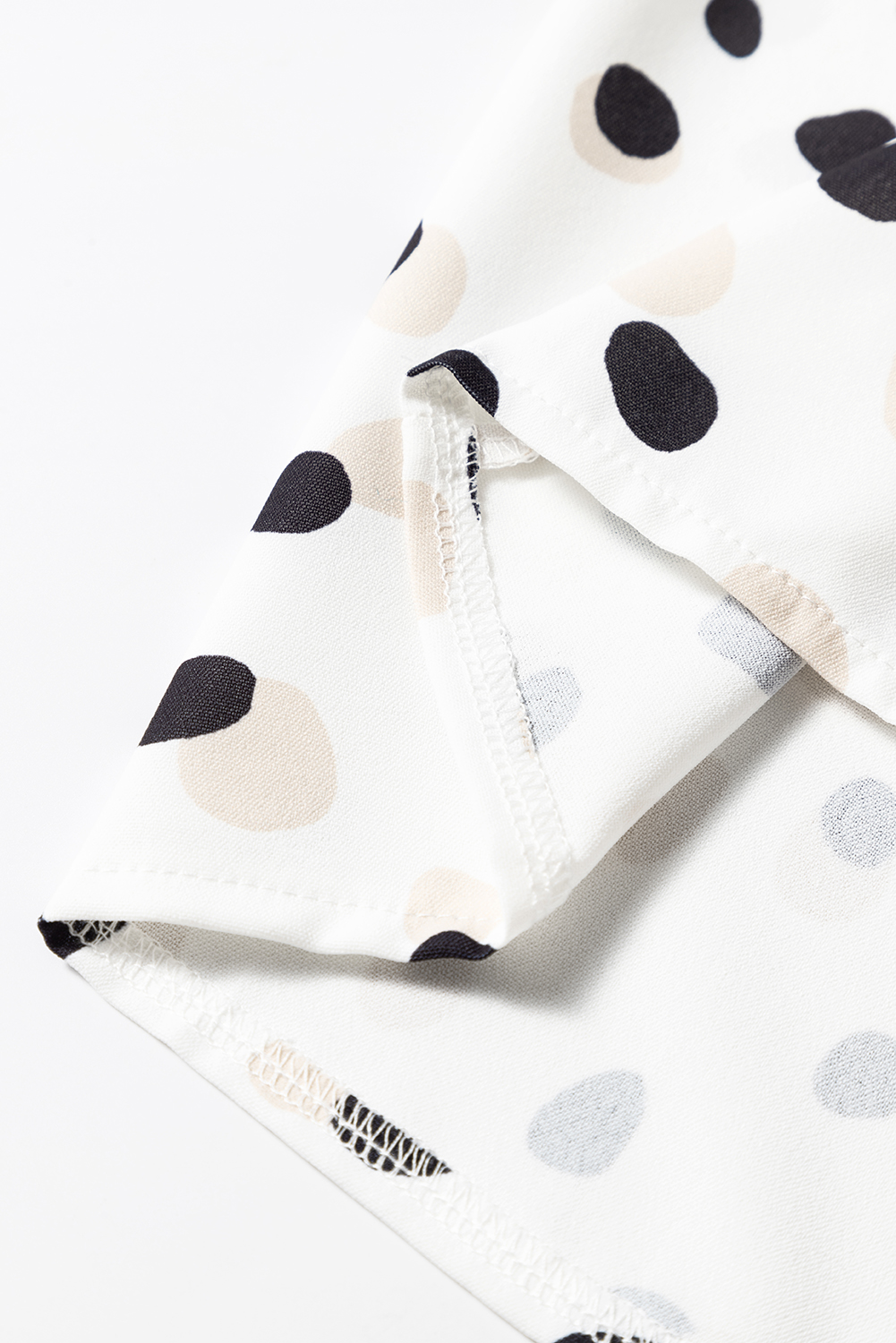 Green Polka Dot Print Button Front V Neck Blouse - loveforevers