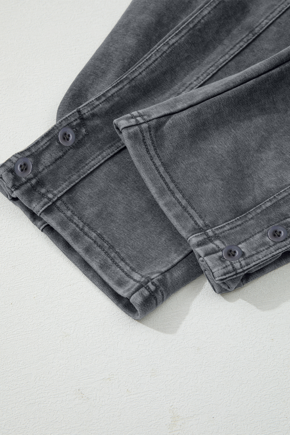 Medium Grey Mineral Wash Jogger Style High Waist Casual Pants - loveforevers