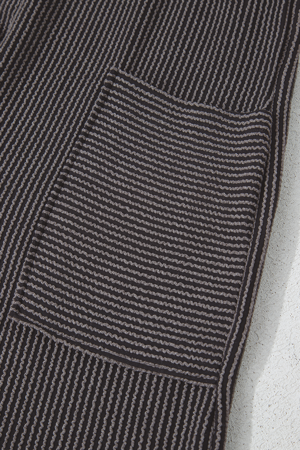 Dark Grey Ribbed Knit Patched Pocket Wide Leg Overalls - loveforevers