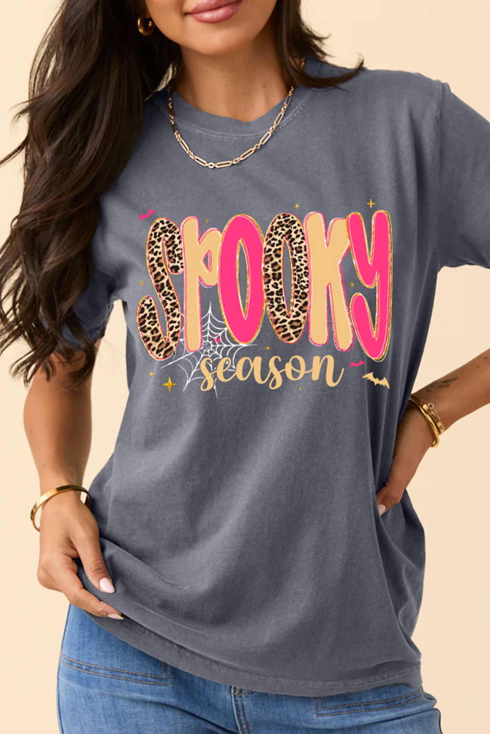 Gray Spooky Season Playful Halloween Graphic T Shirt - loveforevers