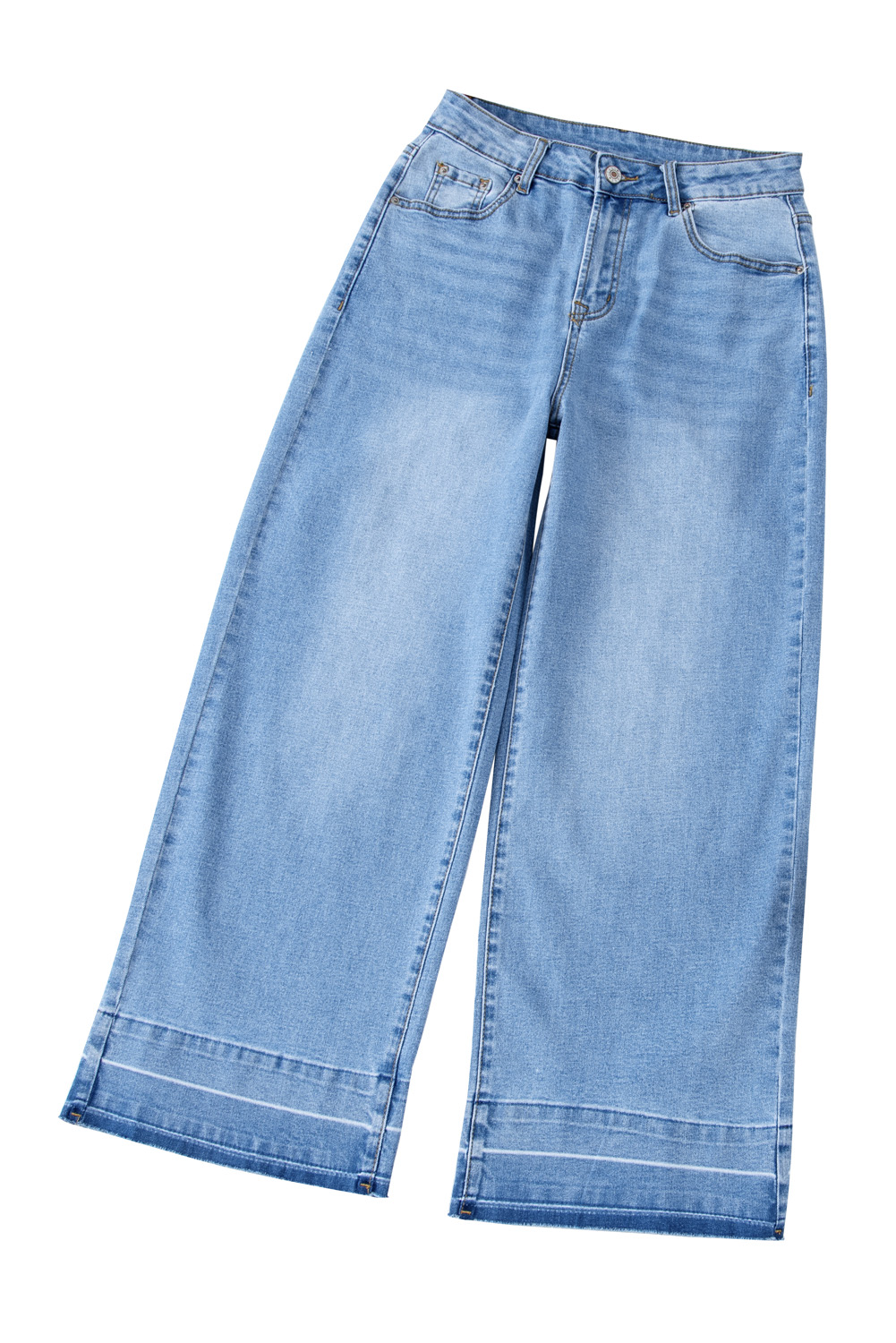 Gray Raw Hem Straight Leg Loose High Waist Jeans - loveforevers