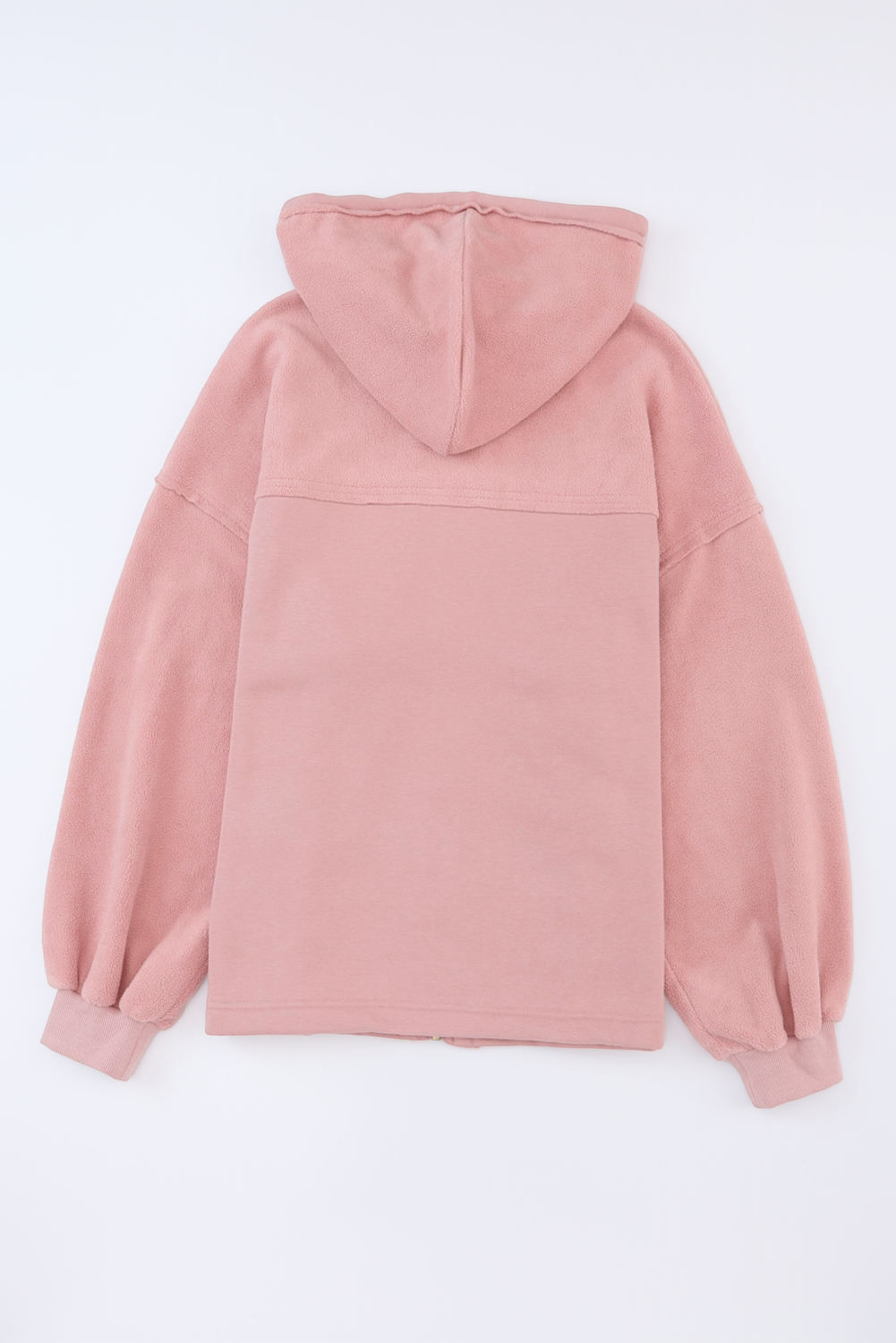 Pink Flap Pocket Drawstring Hood Zip Up Jacket - loveforevers