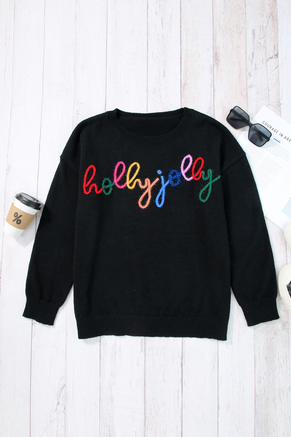 White Merry & Bright Round Neck Casual Sweater - loveforevers