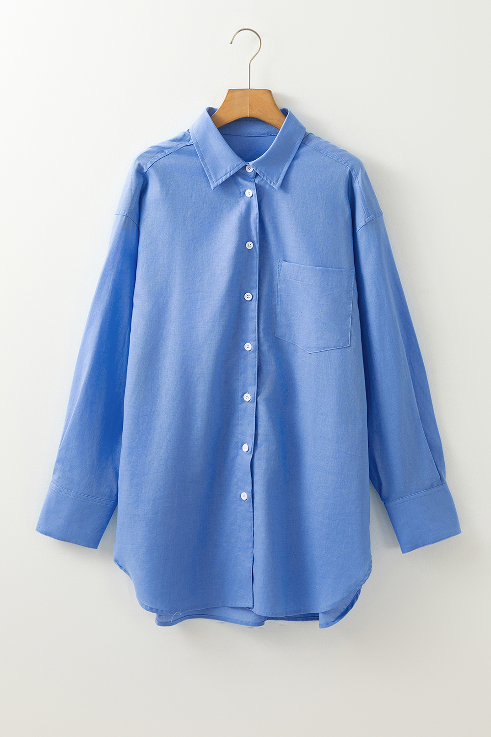 Blue Boyfriend Chest Pocket Tunic Shirt - loveforevers