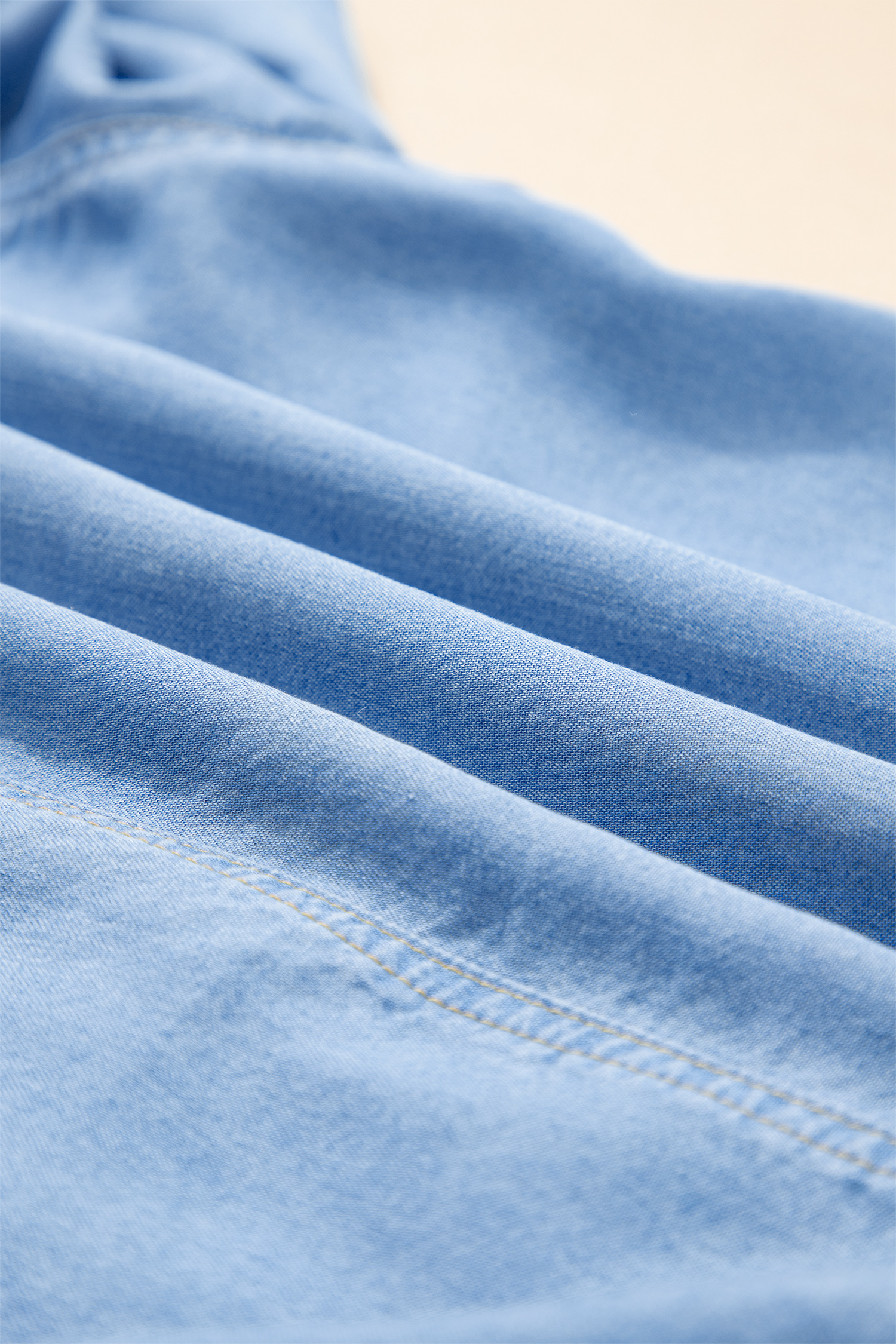 Beau Blue Half Sleeve Button Down Ruffled High Low Chambray Shirt - loveforevers