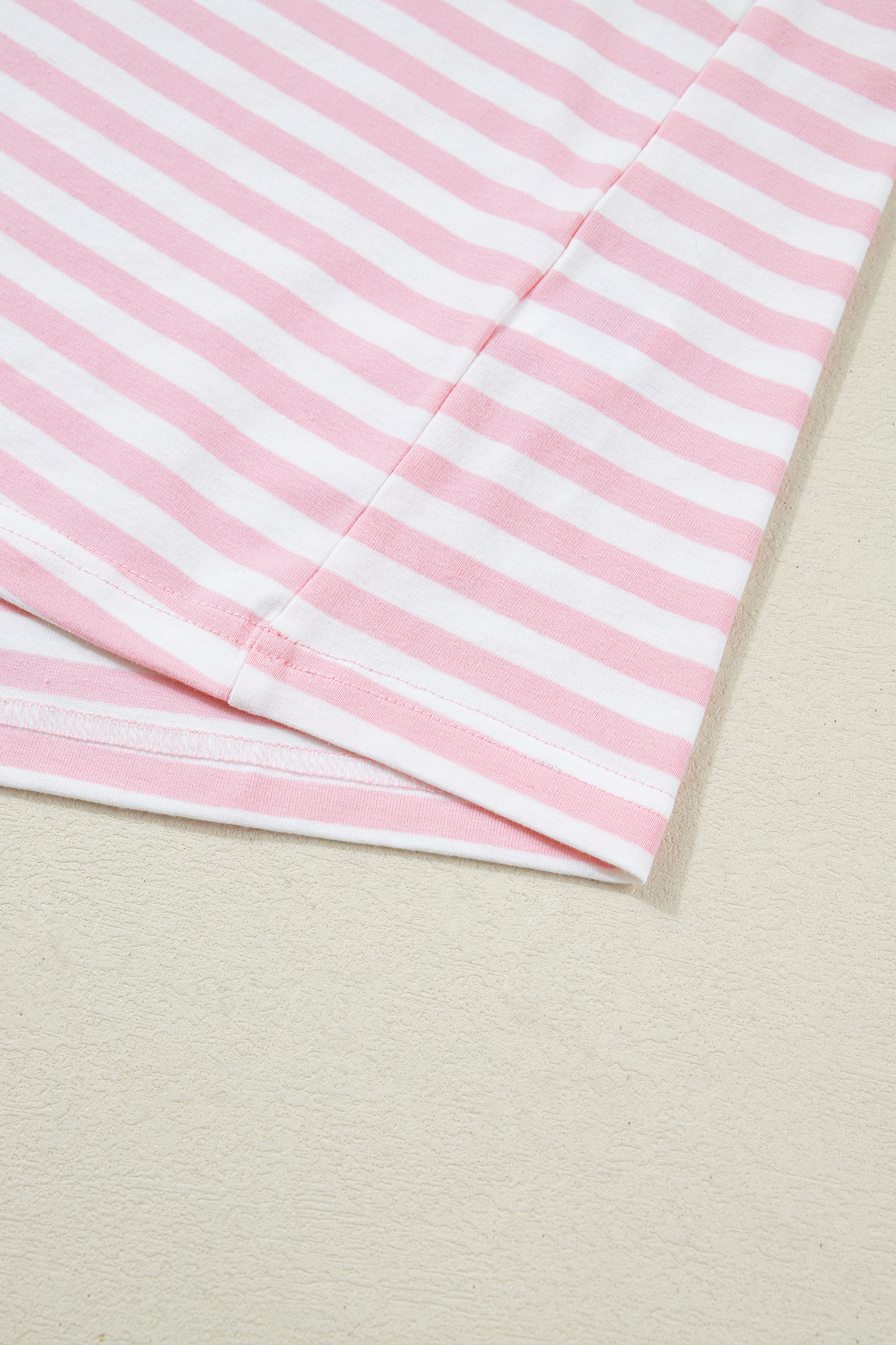 Rose Stripe Drop Shoulder Round Neck Top and Buttoned Straight Pants Two Piece Set - loveforevers