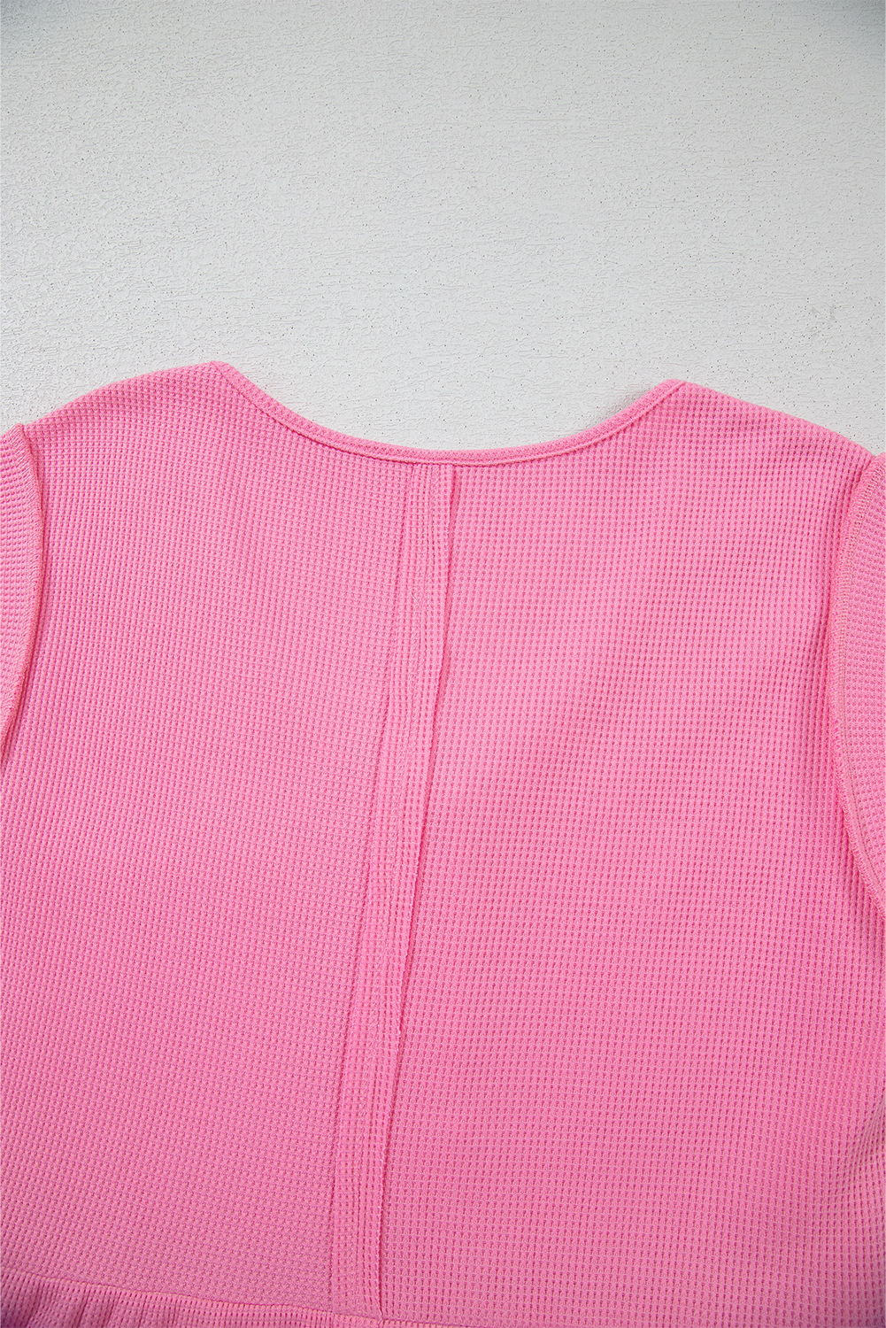 Bright Pink Waffle Textured Button Round Neck A-line Tiered Sleeveless Dress - loveforevers