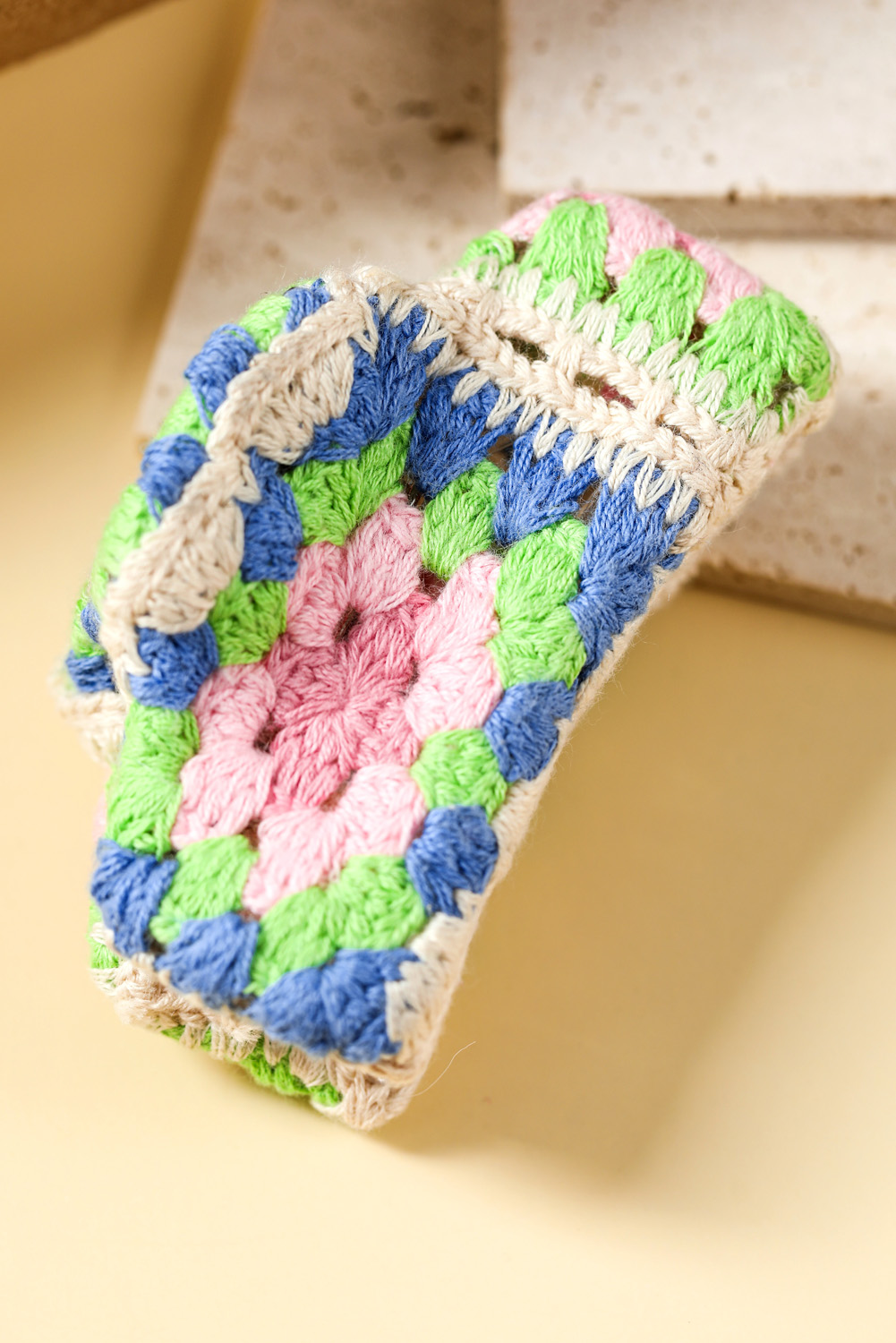 Dark Blue Flower Crochet Cover Hair Clawclip - loveforevers