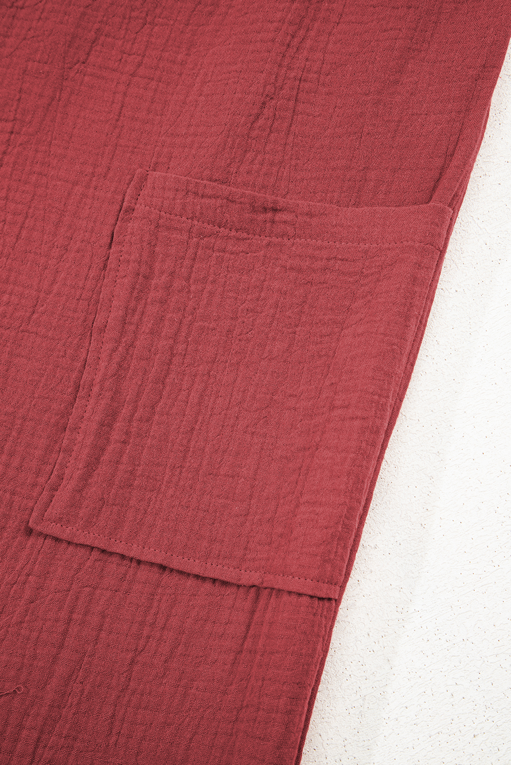 Red Clay Knotted Back Strap Cotton Bib Jumpsuit - loveforevers