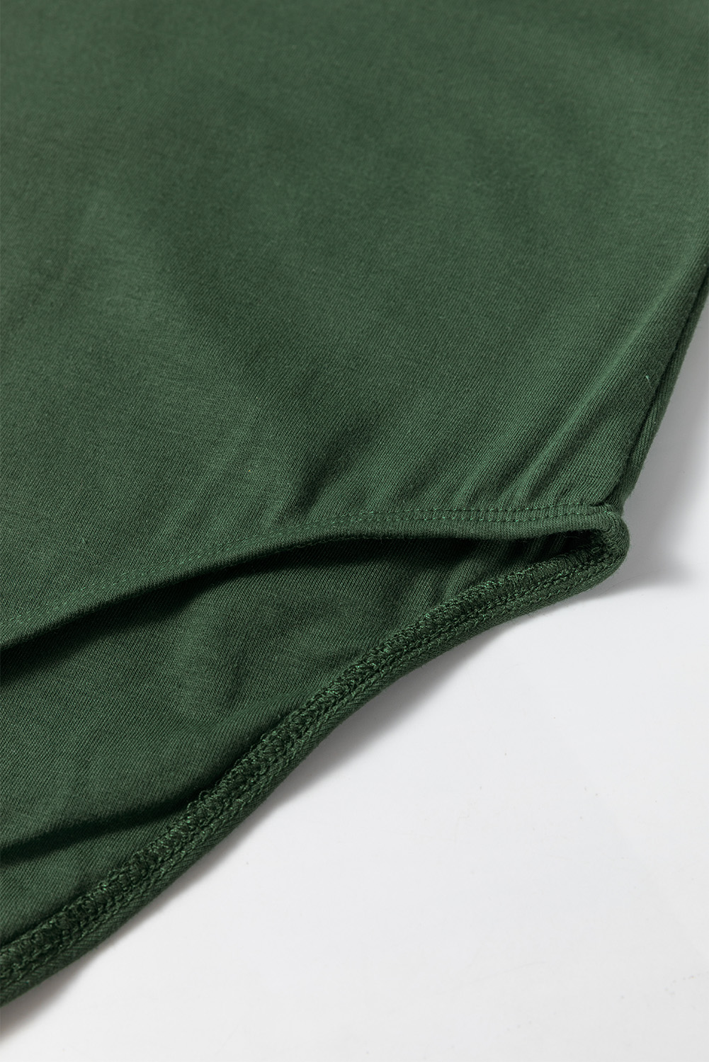 Blackish Green Solid Color Square Neck Long Sleeve Slim Fit Bodysuit - loveforevers