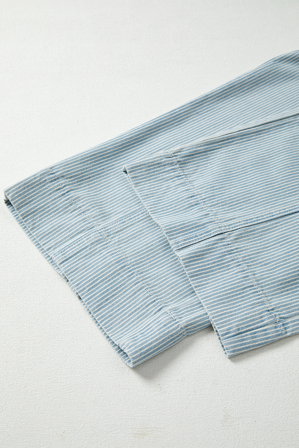 Sky Blue Stripe Mid Rise Drawstring Waist Jeans - loveforevers