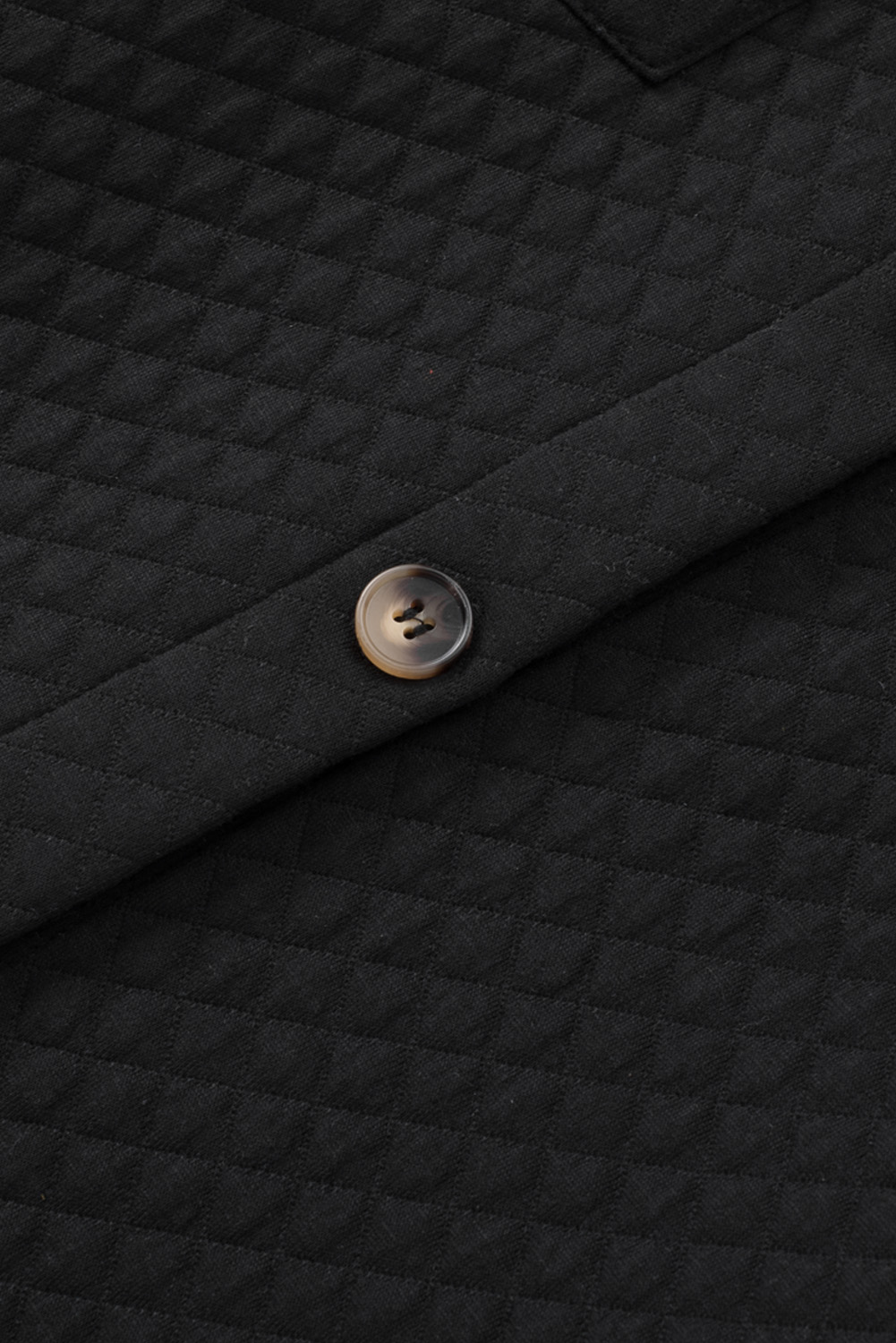 Gray Retro Quilted Flap Pocket Button Shacket - loveforevers