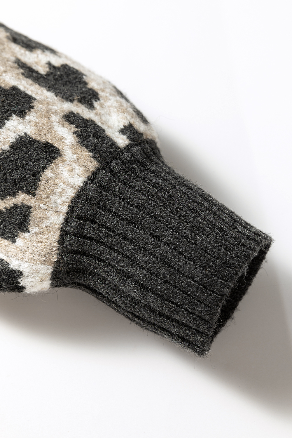 Carbon Grey Leopard Drop Shoulder Baggy Sweater - loveforevers