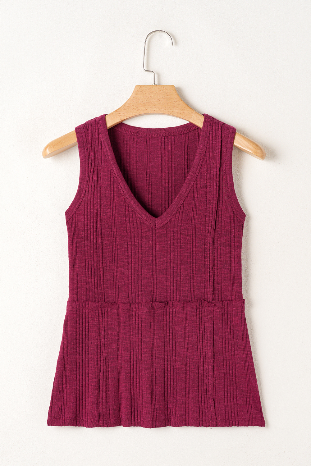 Red Dahlia Ribbed Textured Exposed Stitching Knit Tank Top - loveforevers
