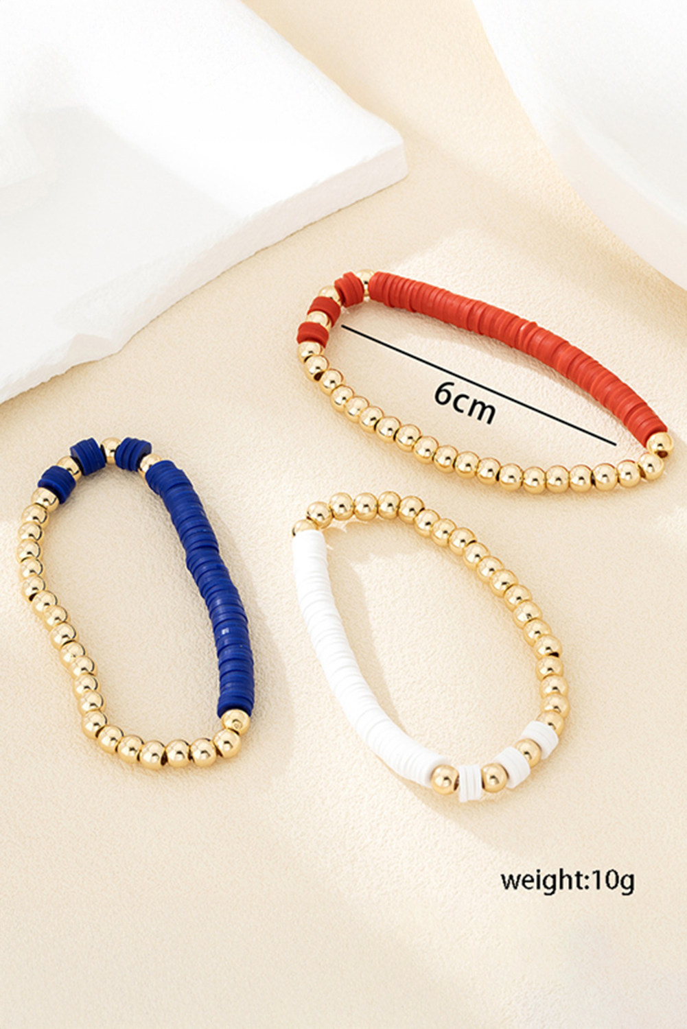 Gold US Flag Theme Beaded Triple Layer Bracelets - loveforevers