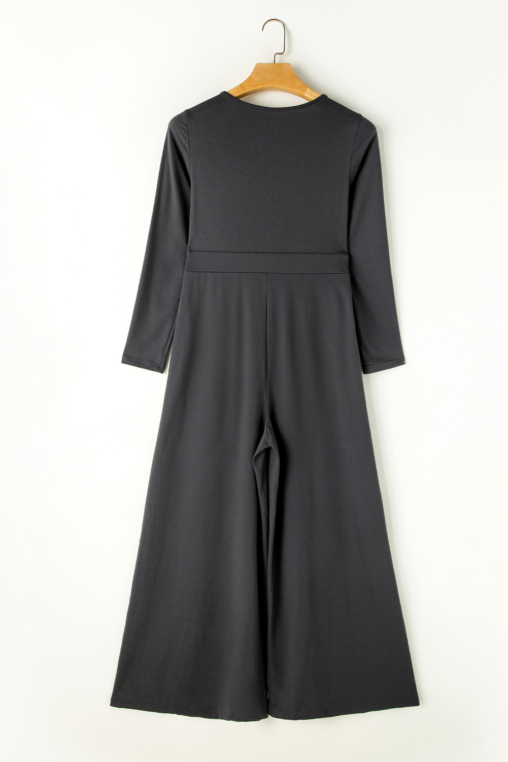 Gray Button Long Sleeve Wide Leg Jumpsuit - loveforevers