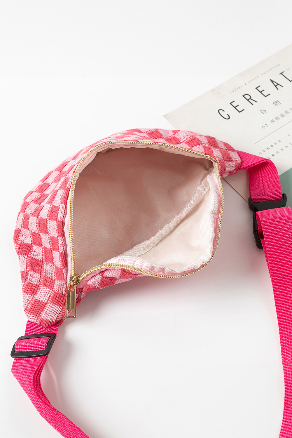 Rose Red Checkered Pattern Crossbody Sling Bag - loveforevers