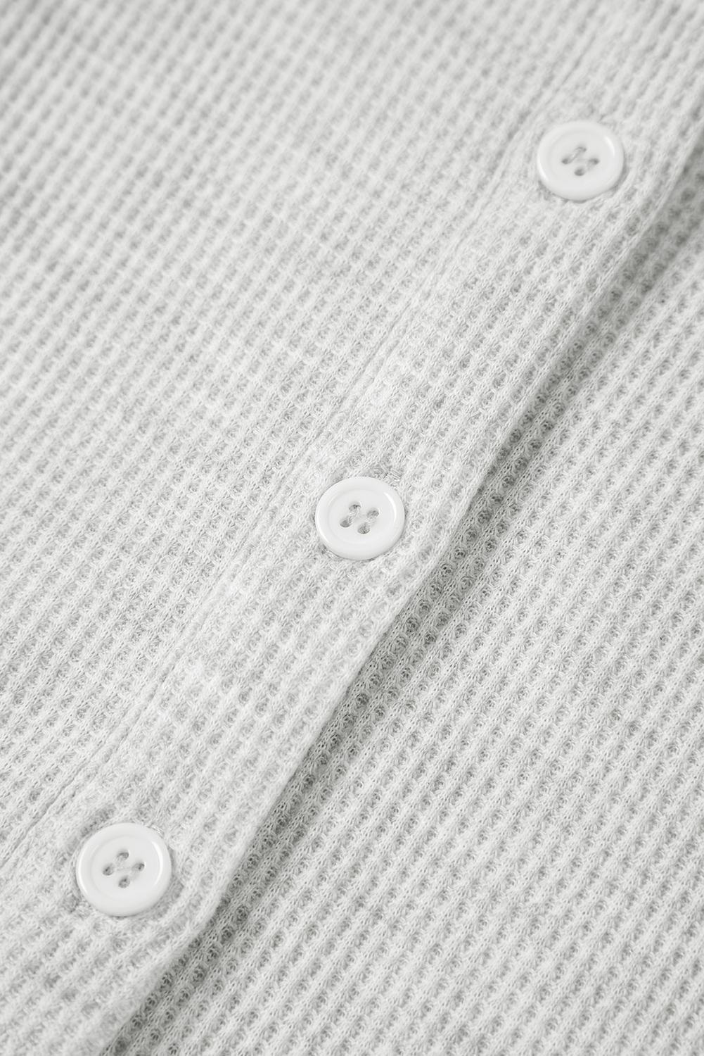 Light Grey Waffle Knit Sleeveless Buttoned Front Drawstring Elastic Waistband Romper - loveforevers