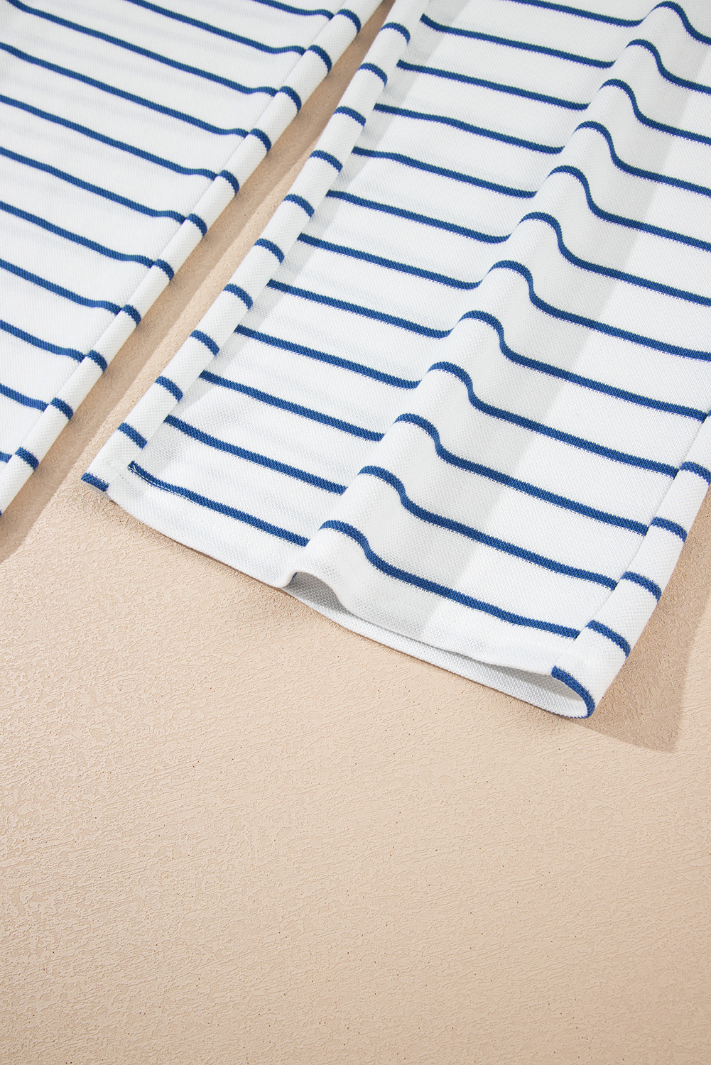 Sail Blue Striped Long Sleeve Top Drawstring Wide Leg Pants 2pcs Outfit - loveforevers