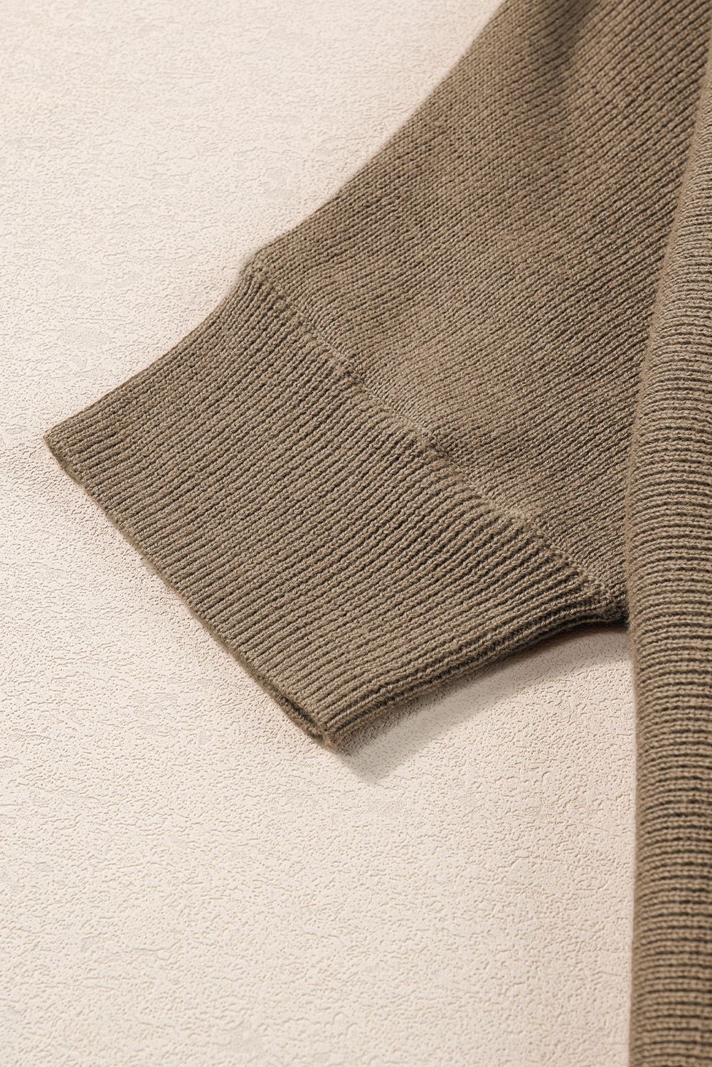 Coffee Round Neck Half Sleeve Ribbed Knit Top - loveforevers