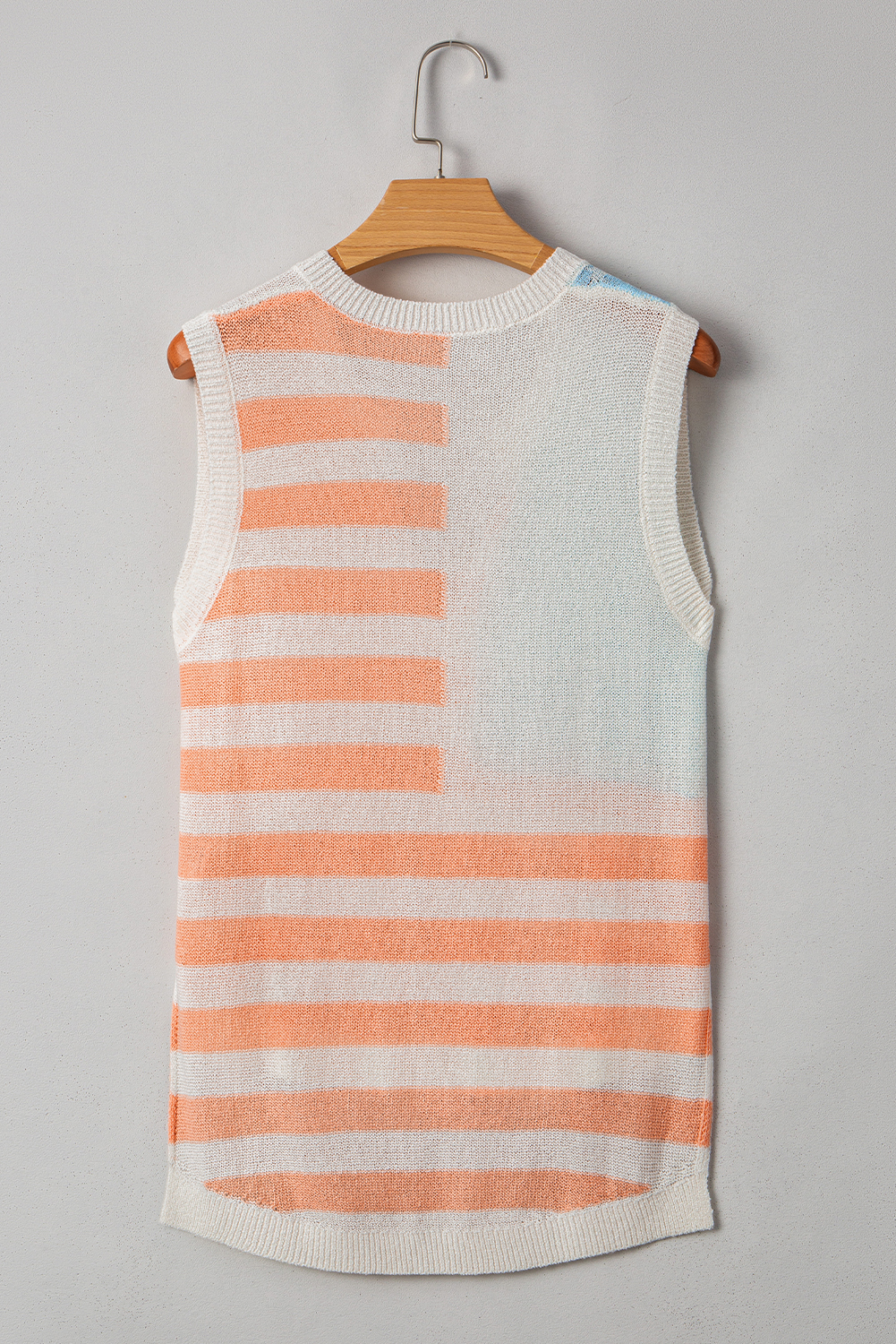 Beige USA Flag Notched Neckline Loose Sweater Vest - loveforevers