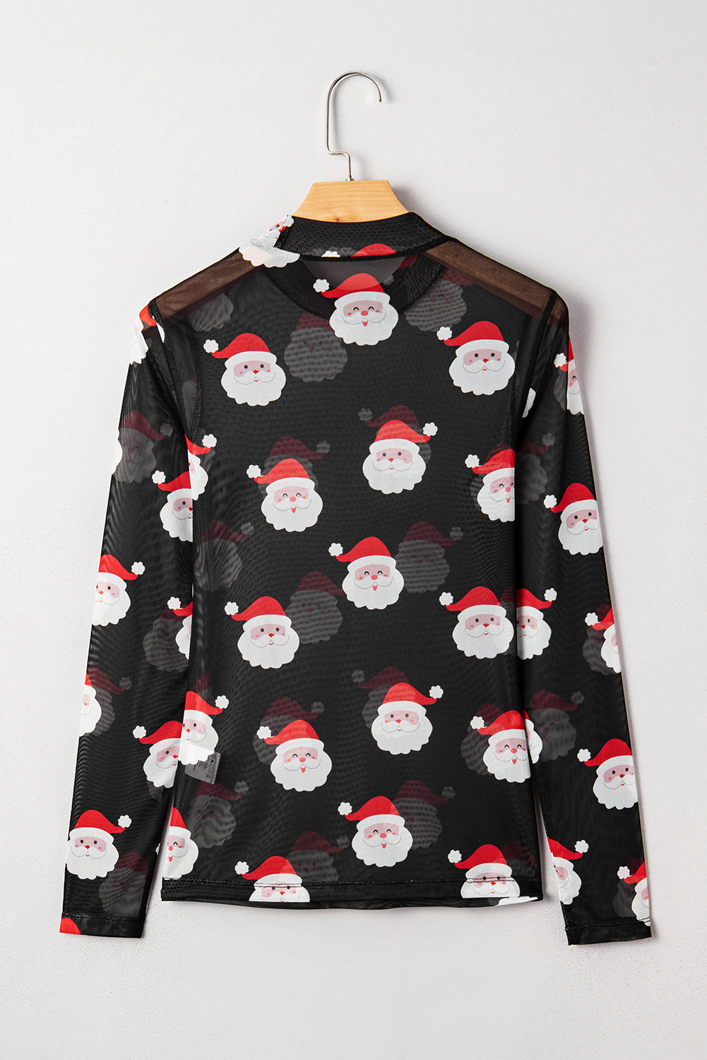Black Christmas Fashion Print Slim Fit Long Sleeve Top - loveforevers
