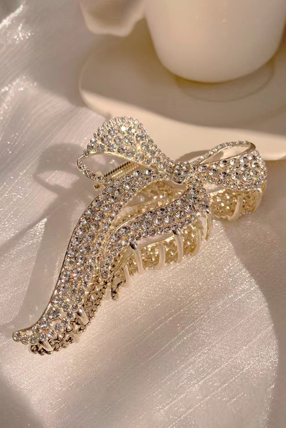 Gold Full Pearl Bow Knot Hair Claw Clip - loveforevers