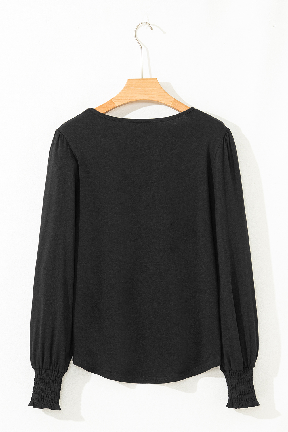 Beige Shirred Shoulder Frilled Cuffs Long Sleeve Top - loveforevers