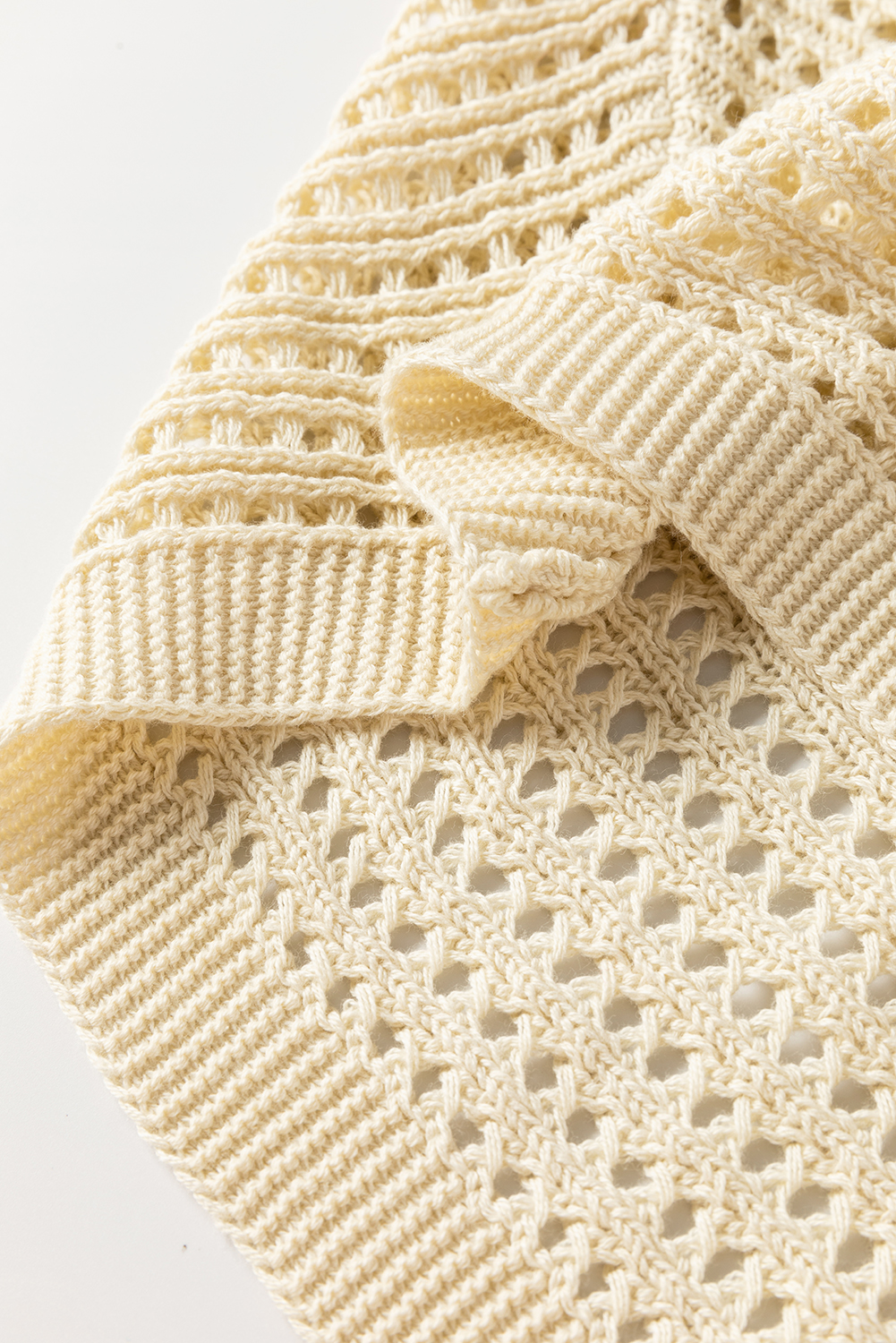Apricot Open Knit Bracelet Sleeve Sweater - loveforevers