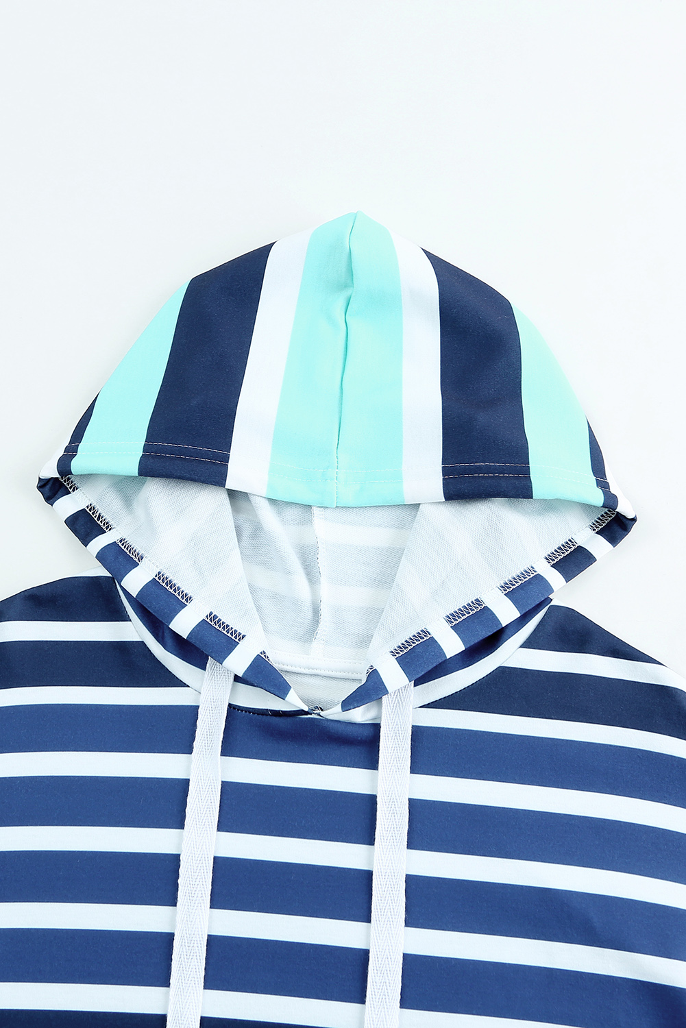 Multi Striped Drawstring Long Sleeve Hoodie - loveforevers