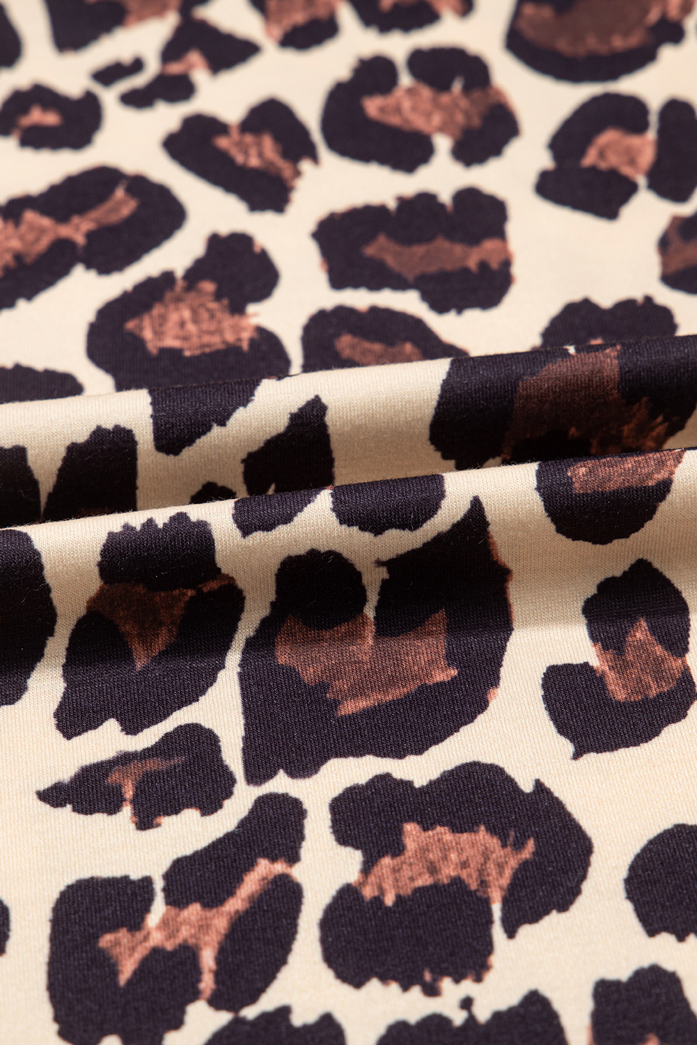 Khaki Cheetah Print Round Neck Loose Fit T Shirt - loveforevers