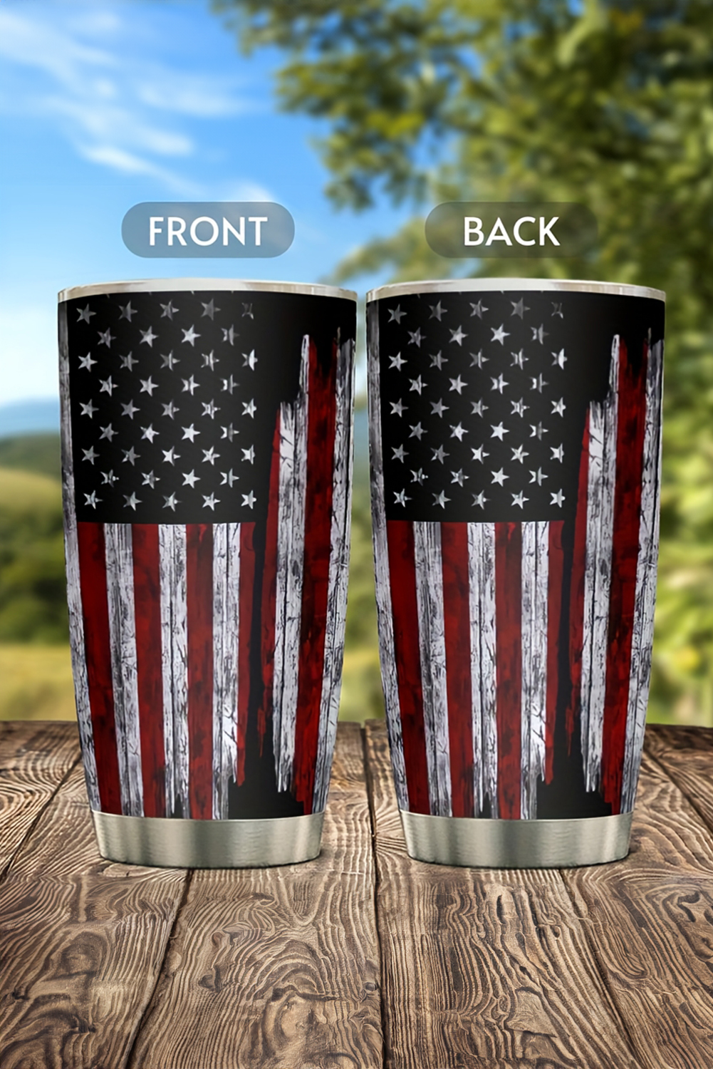 Dirty blue American Flag Stainless Steel Insulated Tumbler 20oz - loveforevers