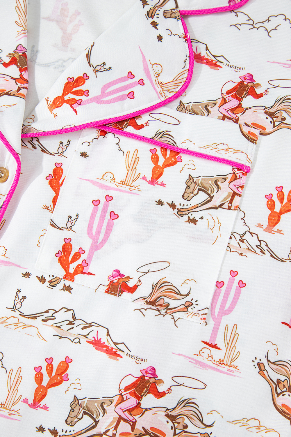 White Cowgirl Country Print Pajamas Set - loveforevers