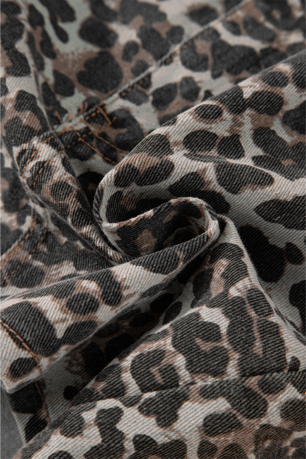 Khaki Leopard Denim Mini Skirt - loveforevers