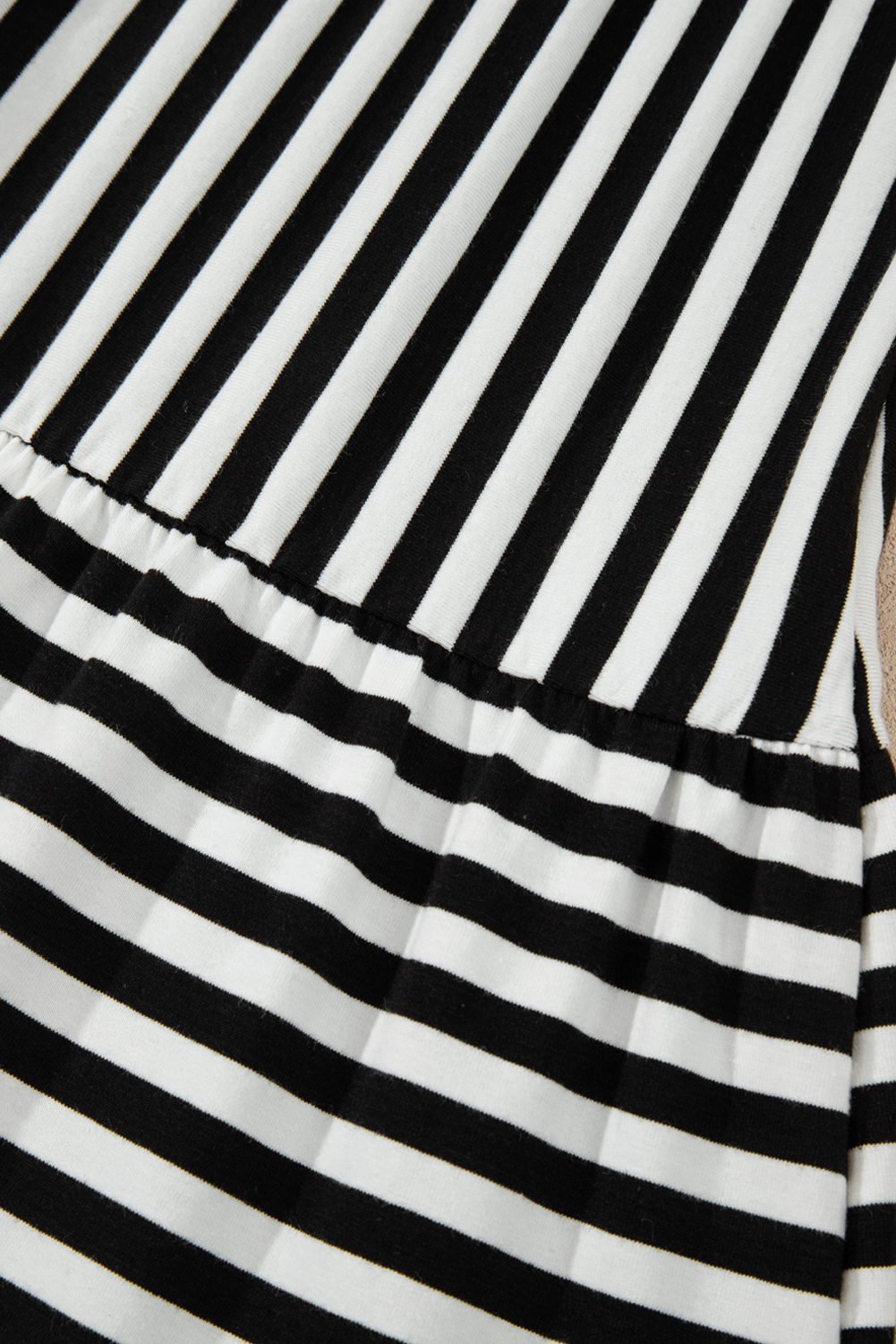 Black Stripe U Neck Sleeveless Loose Fit Mini Dress - loveforevers