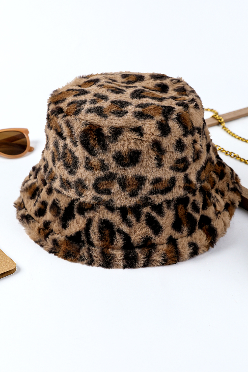 Thai Curry Leopard Plush Wide Brim Winter Fishman Hat - loveforevers