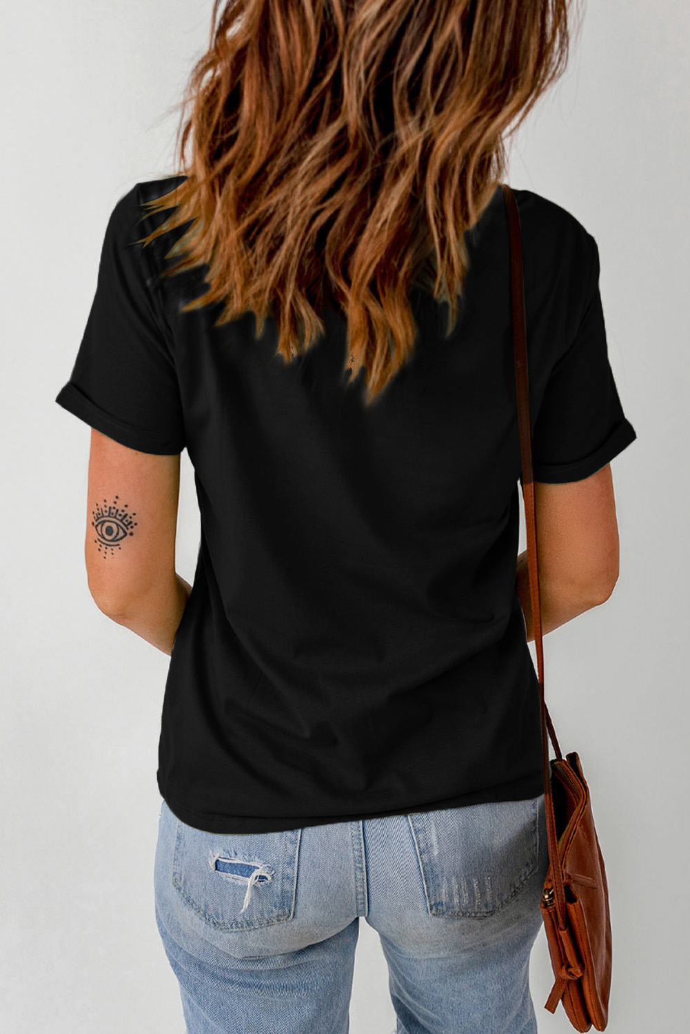 Black Western Pattern Print Slim Fit Crew Neck T Shirt - loveforevers