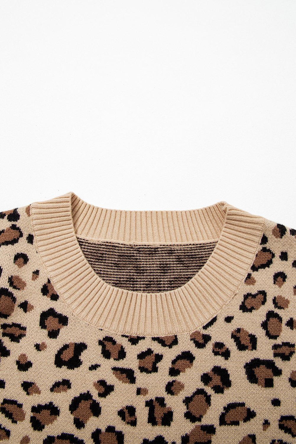 Khaki Leopard Print Dolman Sleeve Sweater - loveforevers
