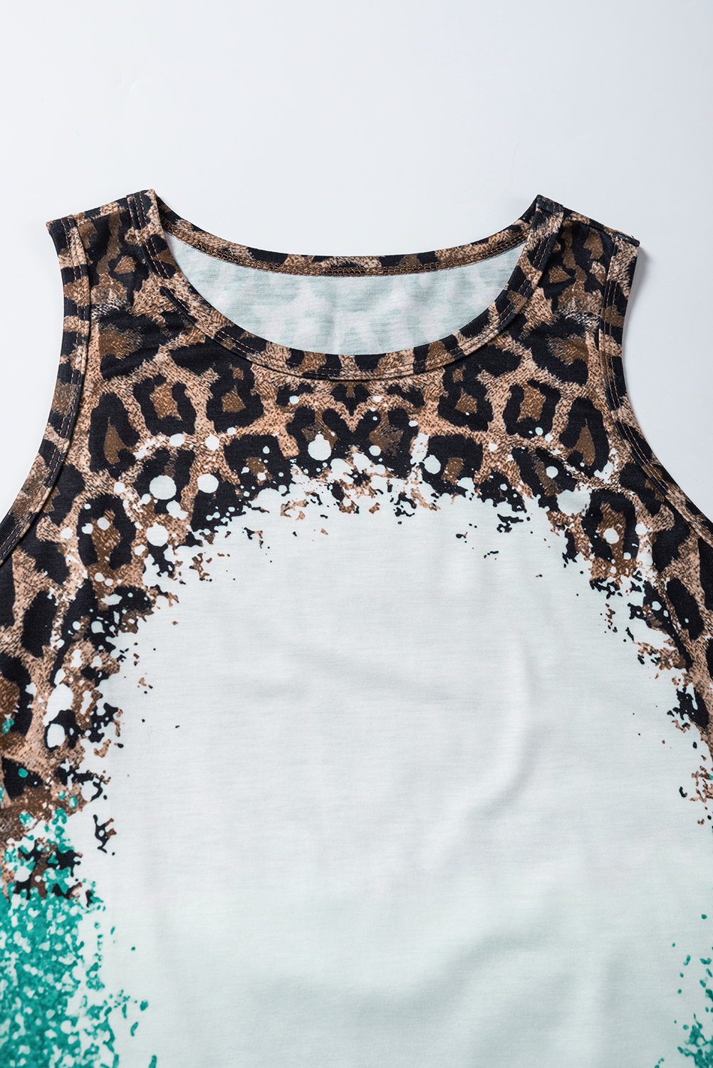 Light Blue Bleached Leopard Tie-dye Print Tank Top - loveforevers