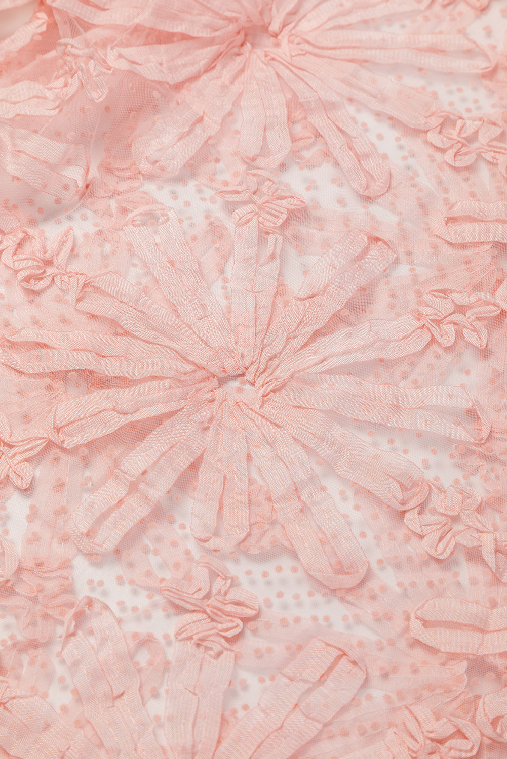 Pink Flower Dotted Ruffled Sleeve Mesh Top - loveforevers