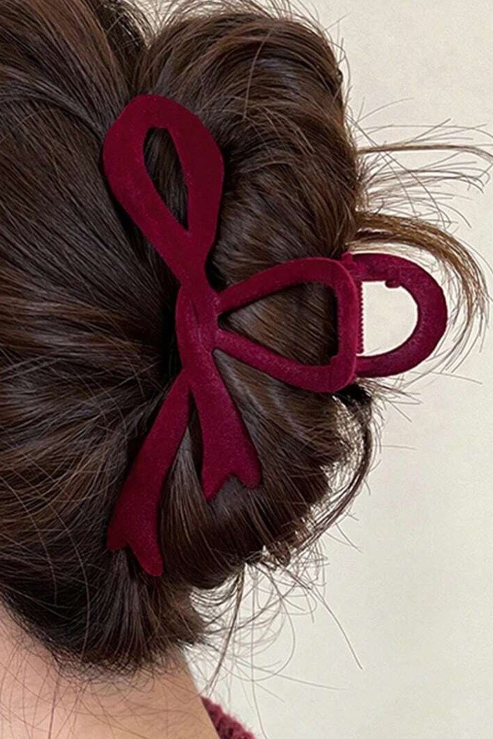 Fiery Red Bow Knot Velvet Large Hair Clip - loveforevers