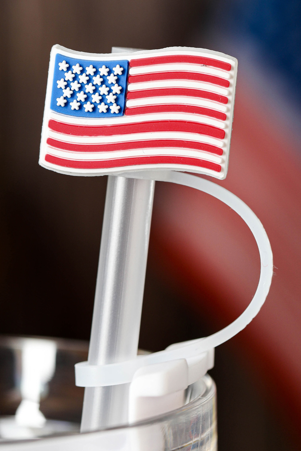 White American Flag Print PVC Soft Plastic Straw Lid - loveforevers