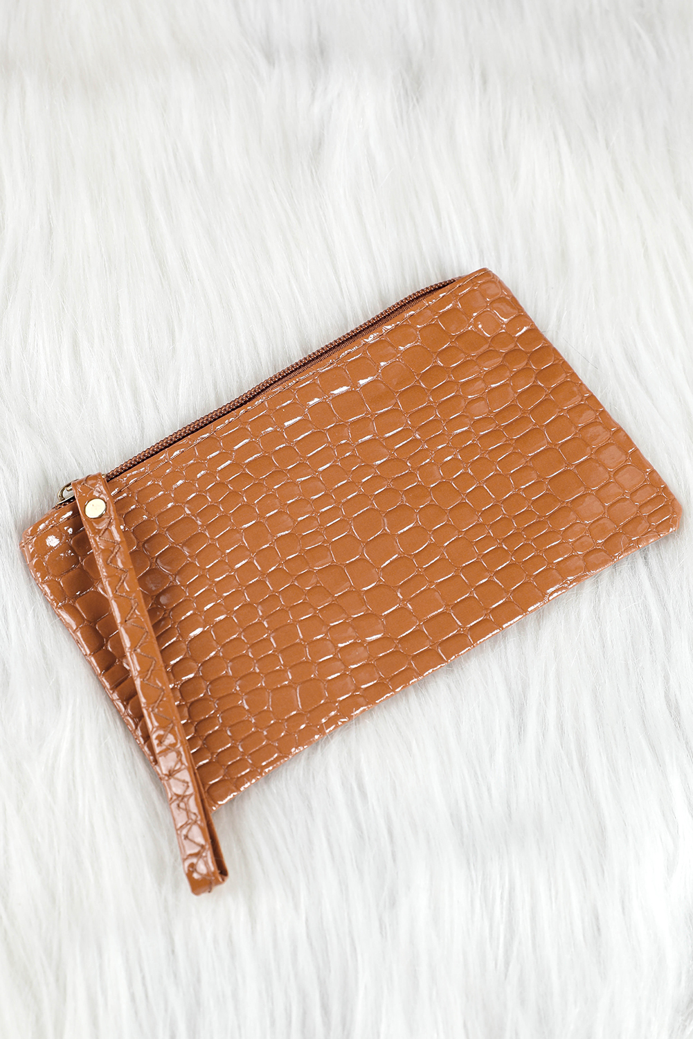 Black Crocodile Pattern Zipper Wristlet Wallet - loveforevers