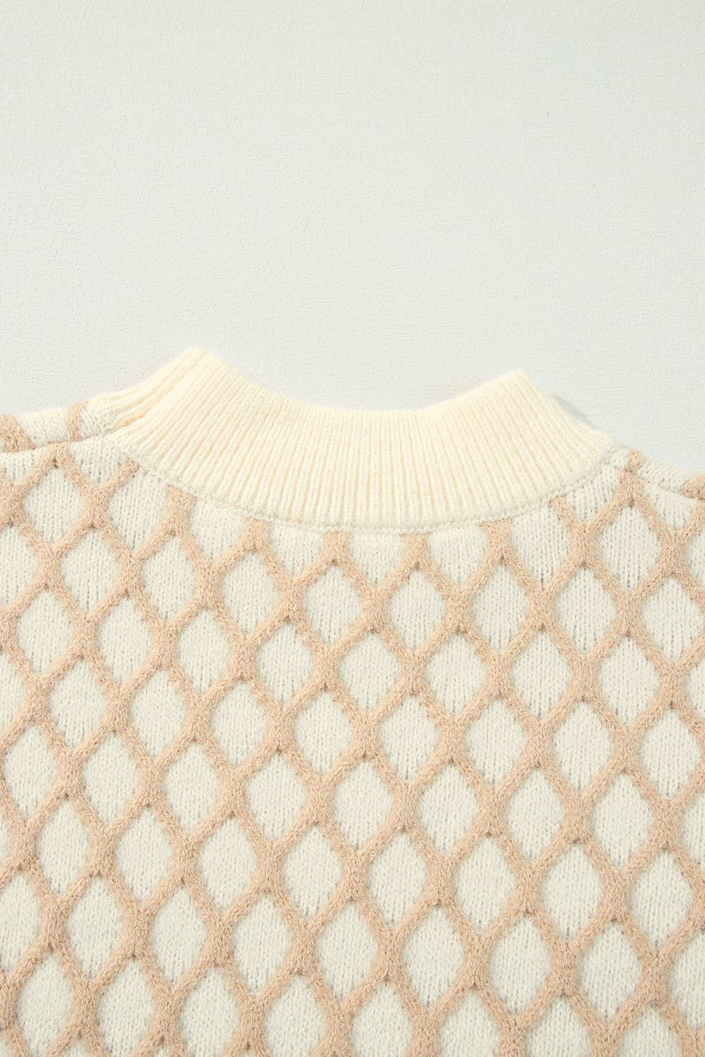 Oatmeal Diamond Knit Drop Shoulder Loose Sweater - loveforevers