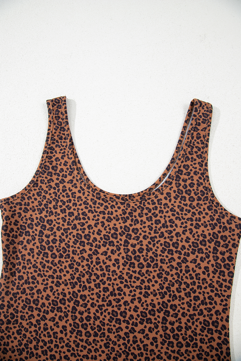 Brown Leopard Printed Sleeveless Scoop Neck Bodysuit - loveforevers
