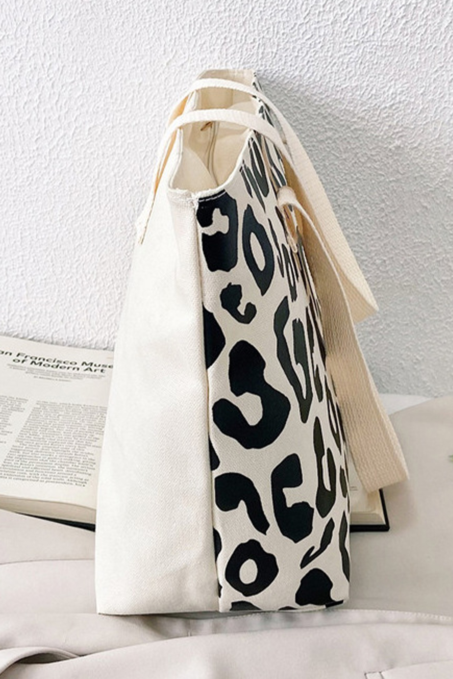 Black Leopard Print Canvas Tote Bag - loveforevers
