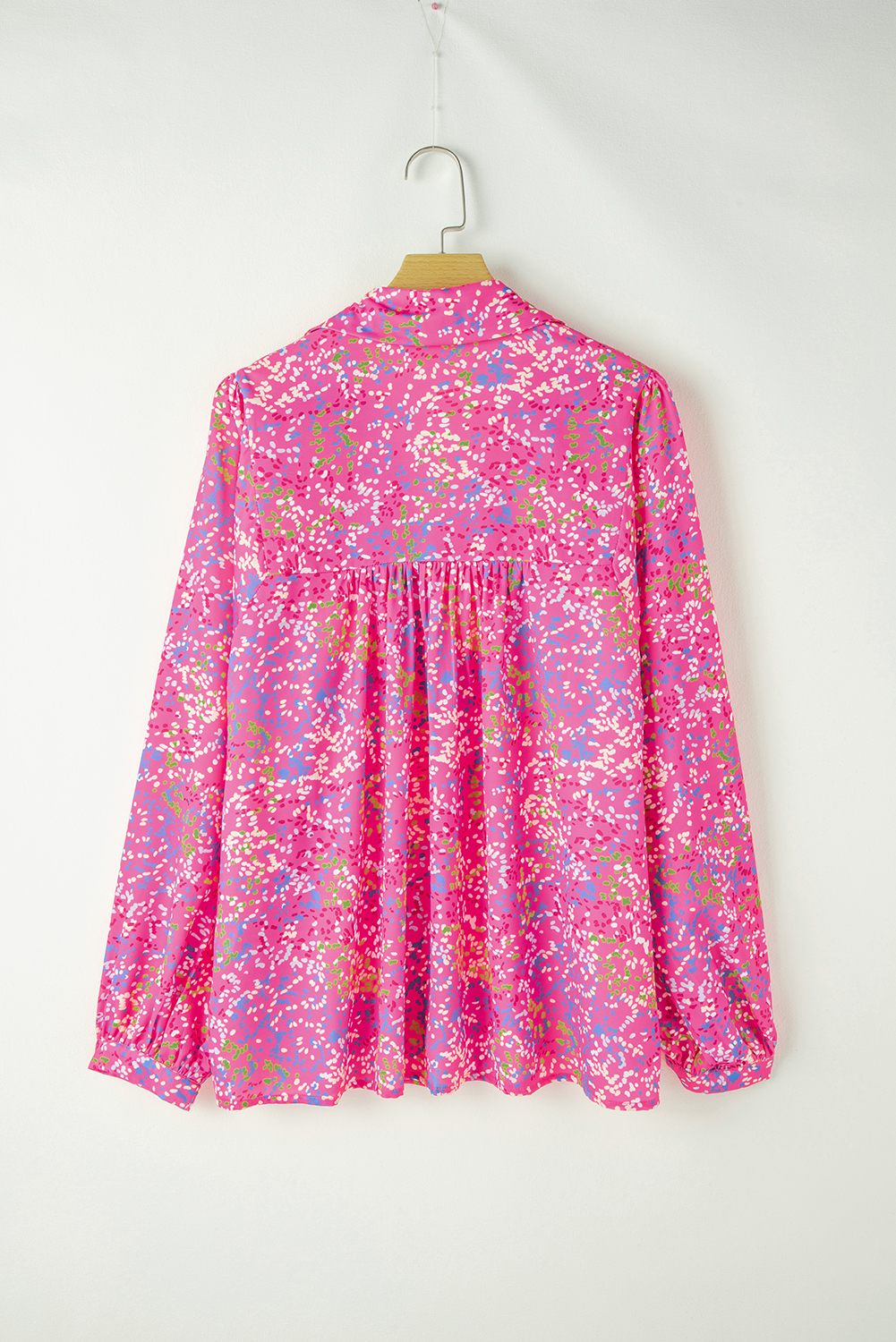 Bonbon Abstract Print Collared V Neck Babydoll Blouse - loveforevers