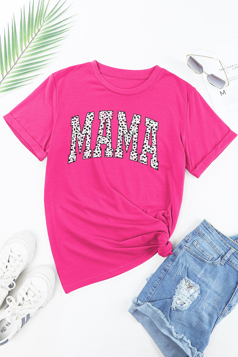 Rose Red Leopard MAMA Printed Crewneck Tee - loveforevers