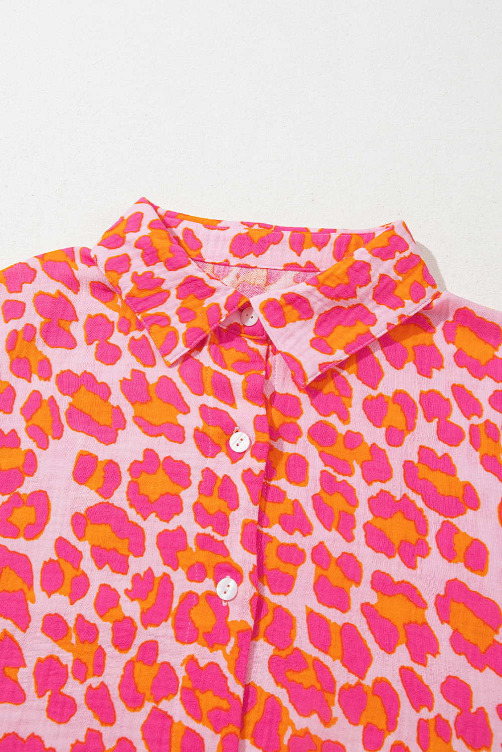 Rose Leopard Printed Button Up Loose Shirt - loveforevers